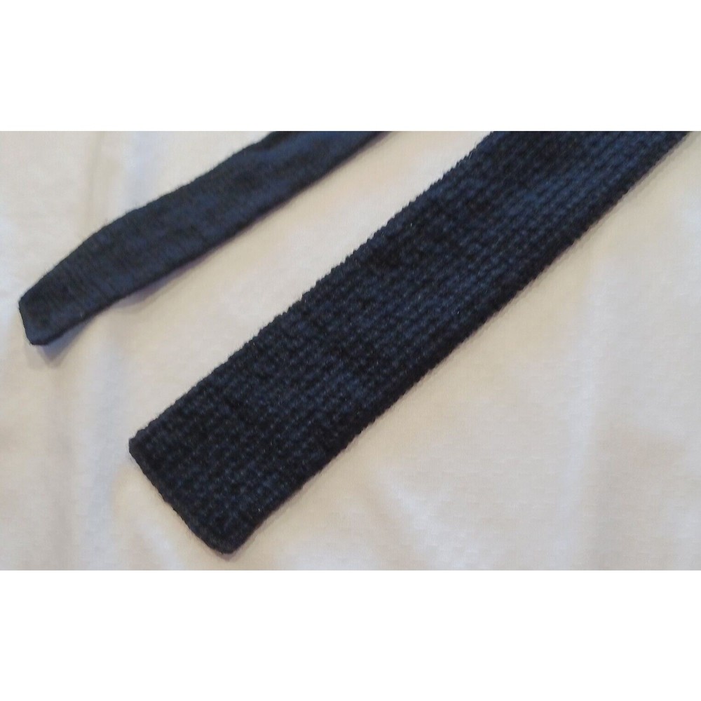 Vtg SQUARE END Necktie KNIT Wool MOHAIR Skinny MoD ROOSTER WEMBLEY Tie